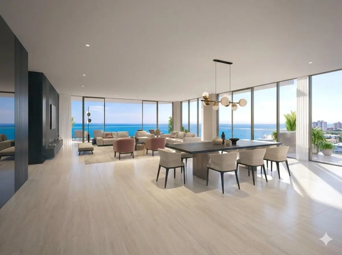 Rendering Living and Dining Area at 153 N Seabreeze Boulevard Ph 2601-s, Fort Lauderdale