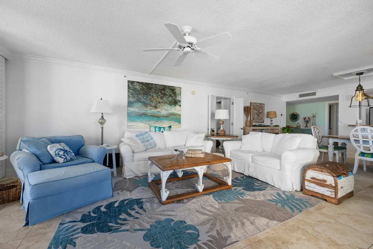 Living room at 375 S Beach Road 802, Tequesta