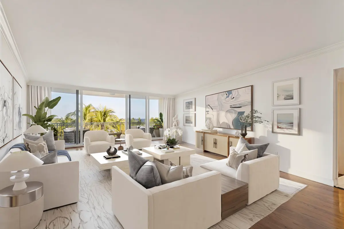Virtually Staged LR at 100 Royal Palm Way G5, Palm Beach