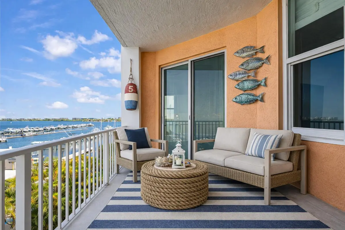 Tranquil marina view from a balcony at 806 E Windward Way 403, Lantana
