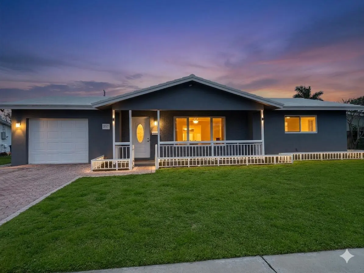Front View at Dusk at 257 SW 5th Street, Boca Raton