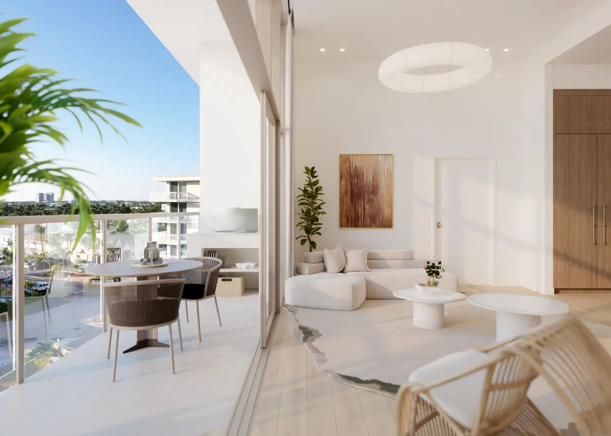 Living Room & Balcony at 123 Ocean Avenue 201, Palm Beach Shores