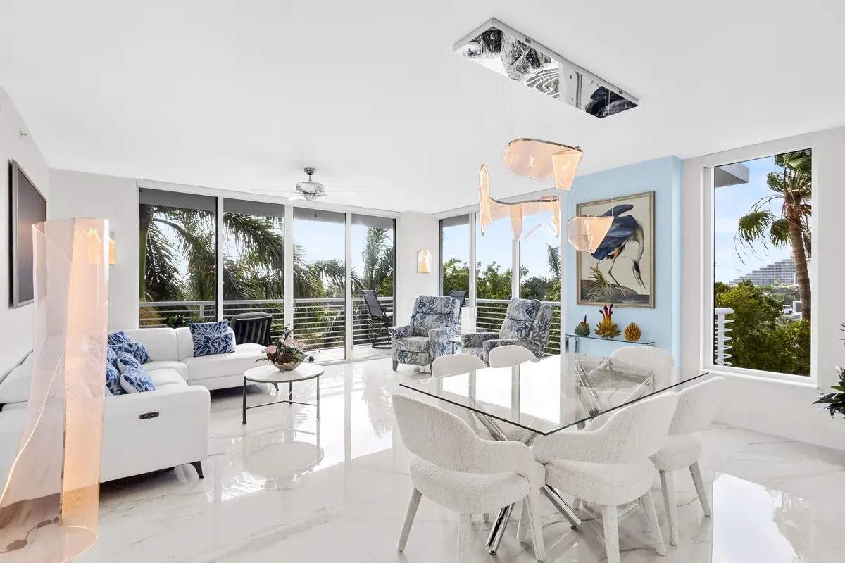 Living Room & Dining Room at 2821 N Ocean Boulevard 405s, Fort Lauderdale