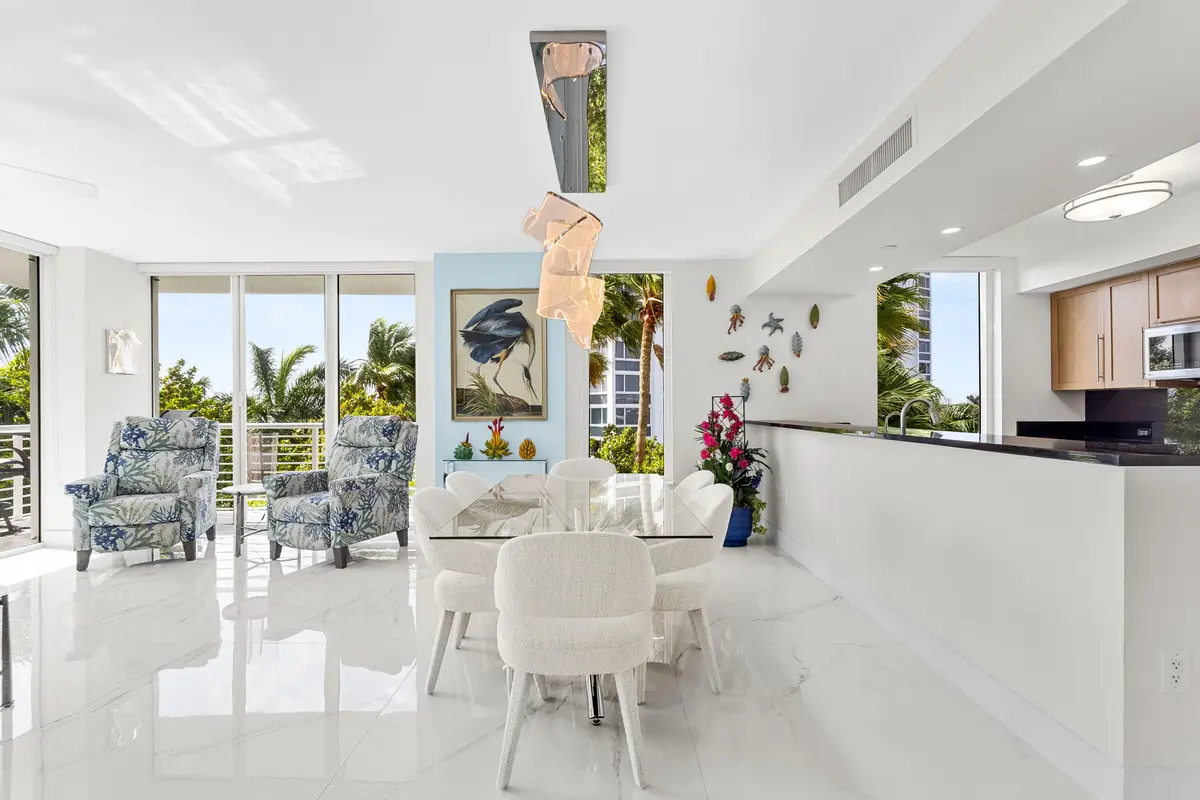 Dining room, living room, kitchen at 2821 N Ocean Boulevard 405s, Fort Lauderdale