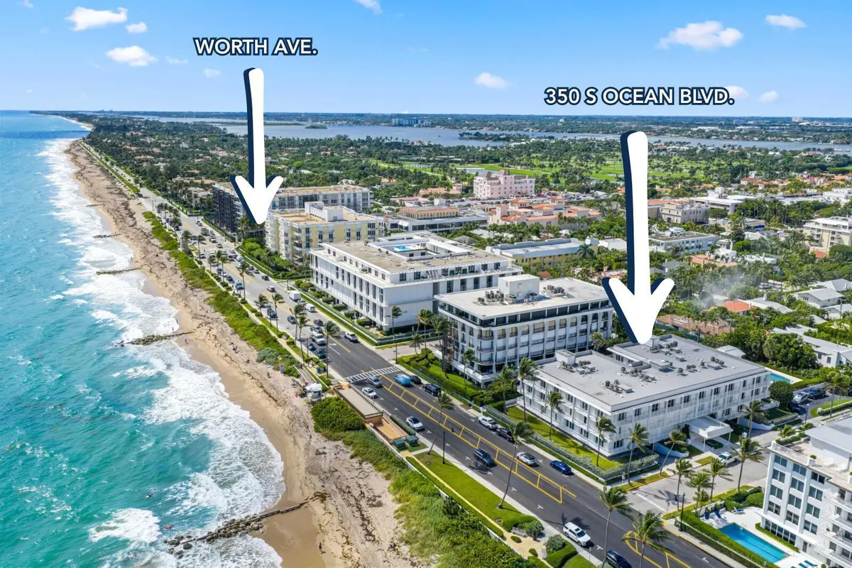Aerial Worth Ave at 350 S Ocean Boulevard 206, Palm Beach