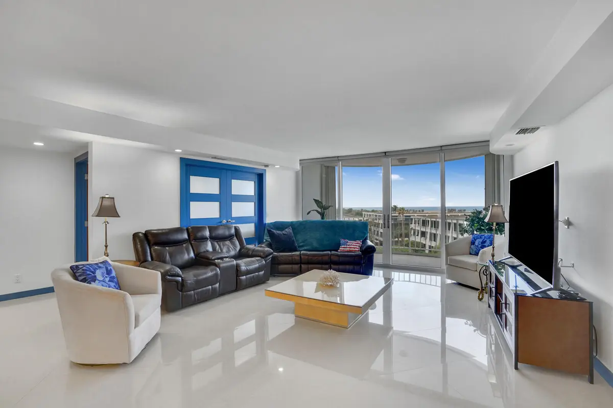 Living Room at 2295 S Ocean Boulevard 619, Palm Beach