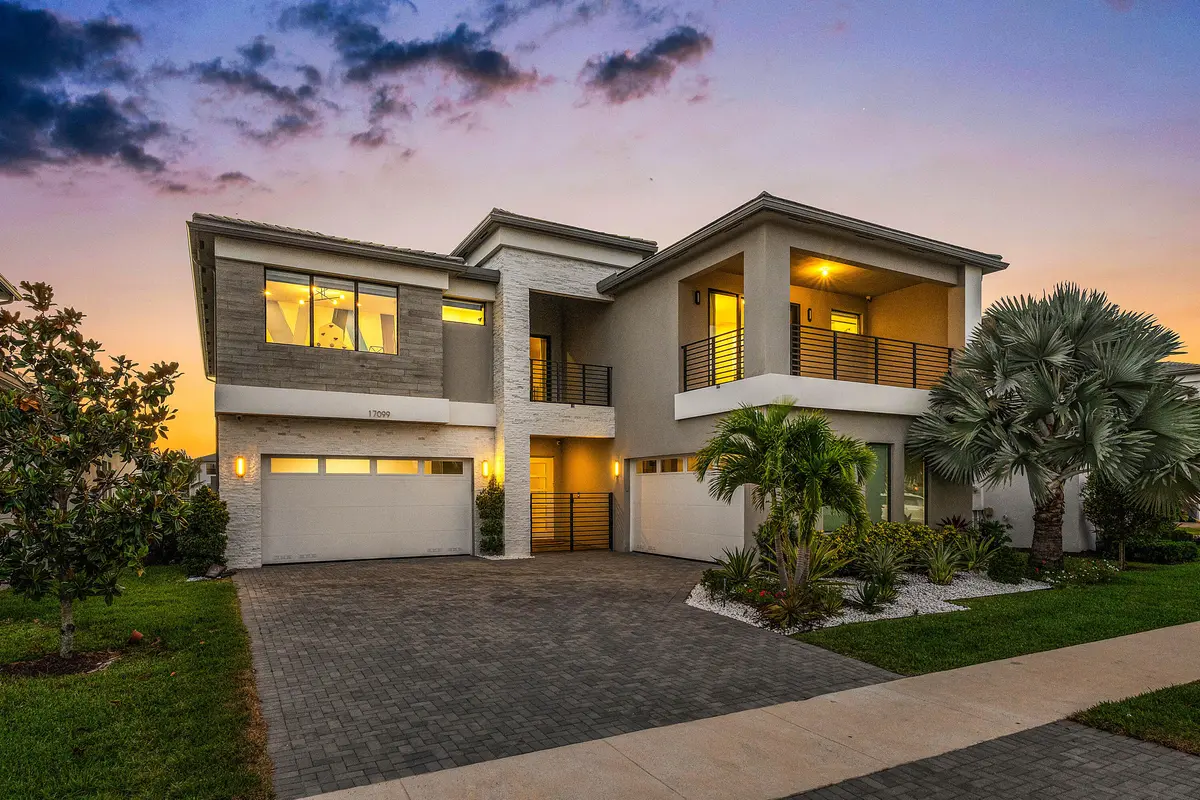 Exterior Front - Dusk at 17099 Watersprite Lakes Road, Boca Raton
