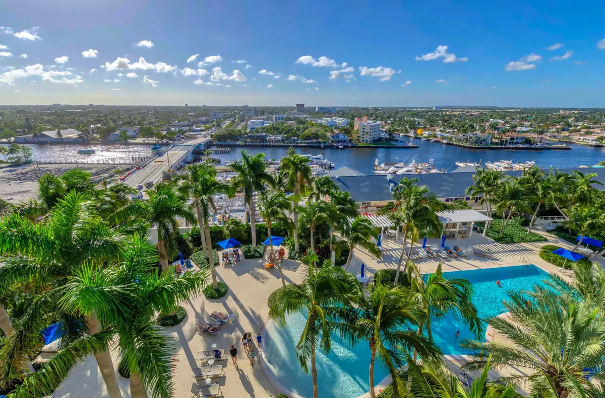 View pool and Intracostal at 1 N Ocean Boulevard 913, Pompano Beach