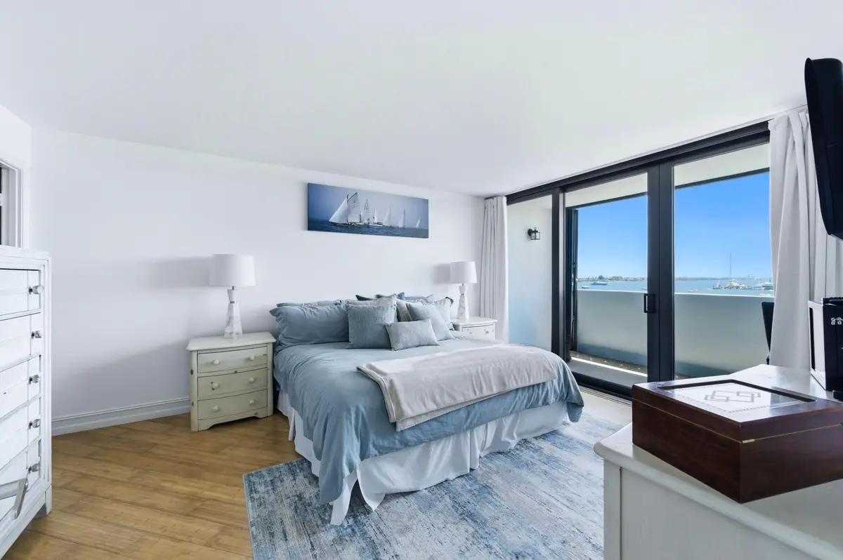 Primary Bedroom with walkout balcony at 5600 N Flagler Drive Unit 910, West Palm Beach