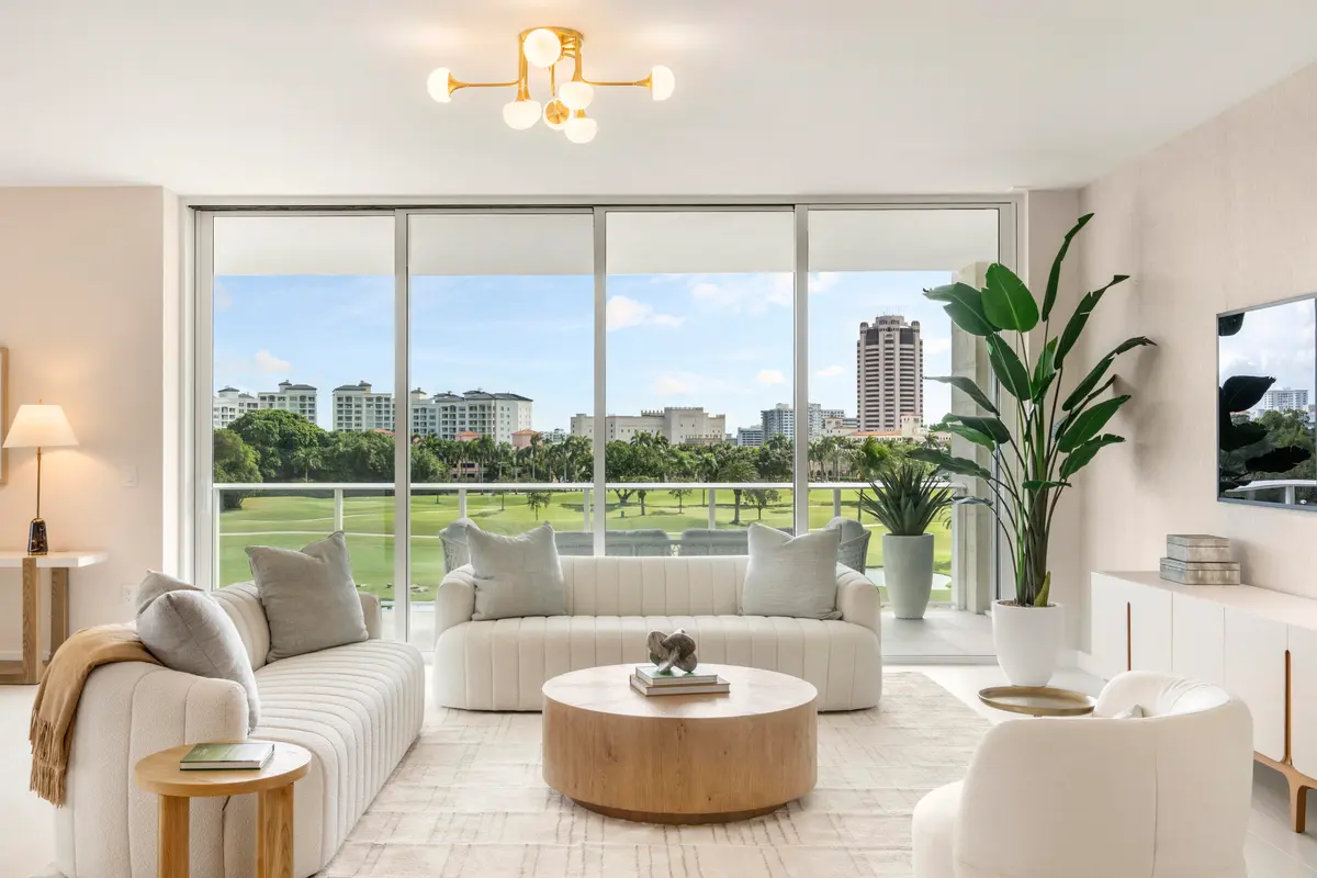 Seating Area with iconic Tower at 220 SE Mizner Boulevard 323, Boca Raton