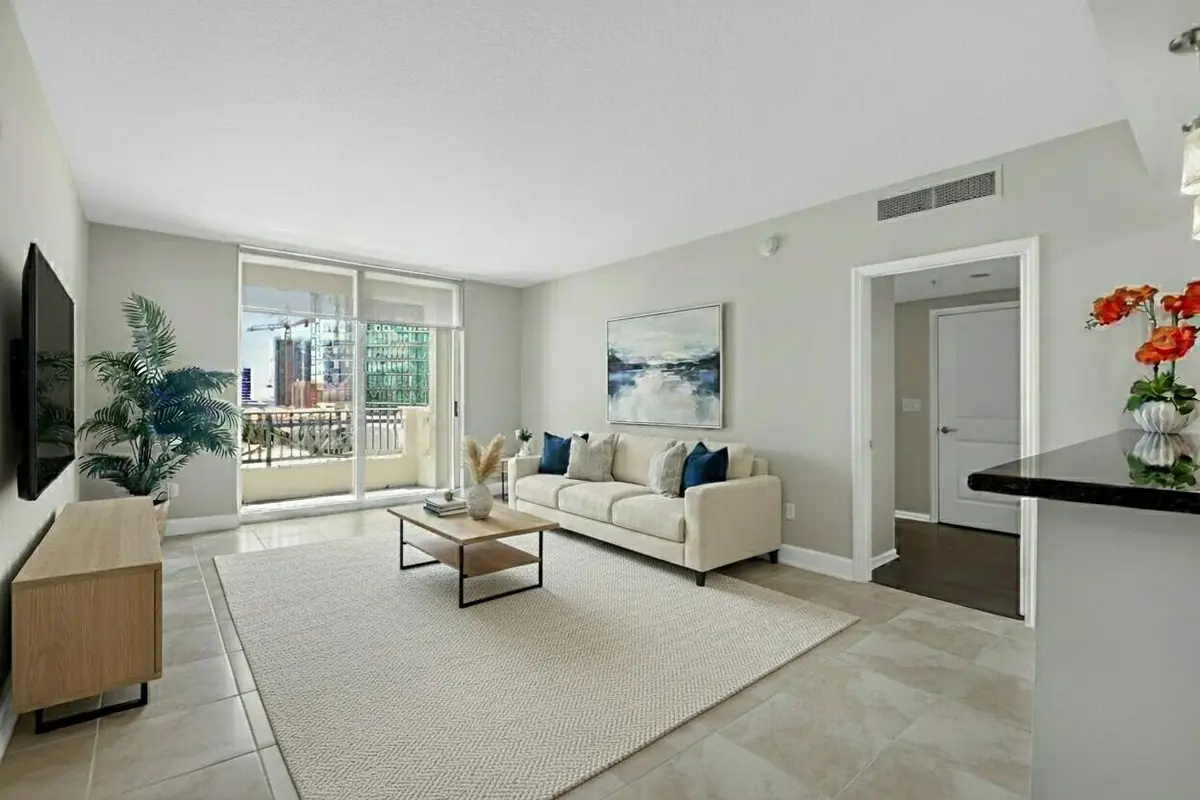 Living Room - Virtually Staged at 403 S Sapodilla Avenue 511, West Palm Beach