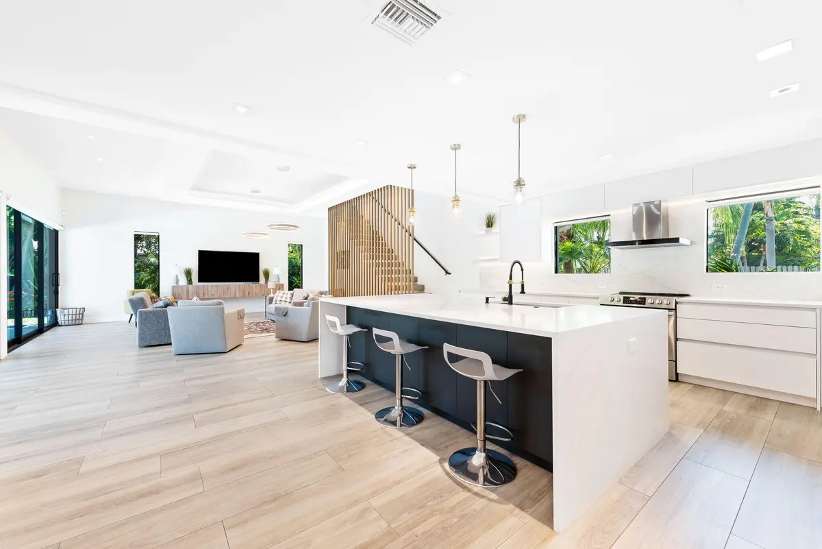 Kitchen & Family Room at 1100 SE 5th Court, Deerfield Beach