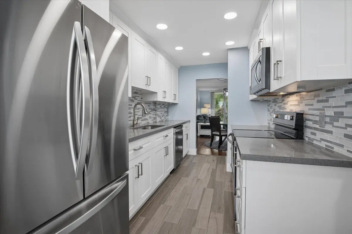 French Door Fridge in Kitchen at 250 Jacaranda Drive 408, Plantation