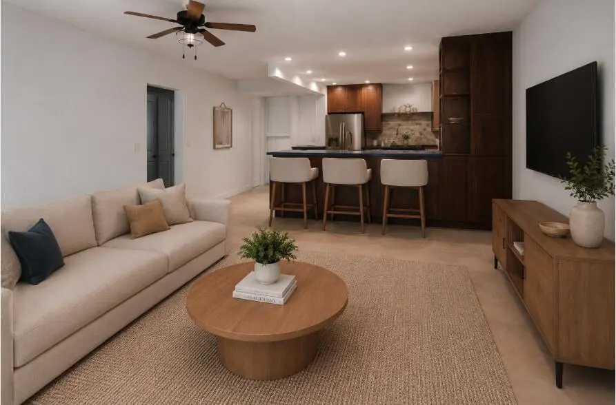 Living Room/Kitchen at 725 Hummingbird Way 111, North Palm Beach
