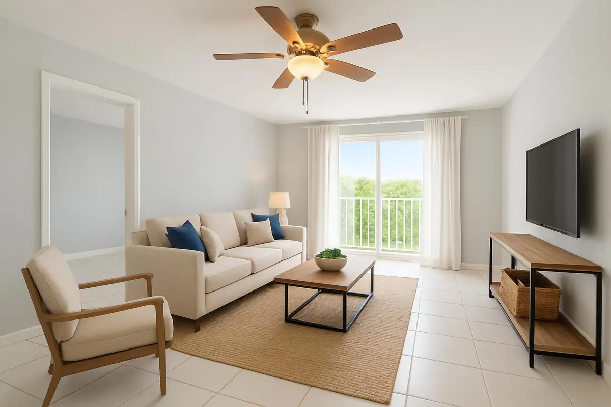Modern Minimalist Living Room Oasis at 1001 SE 3rd Street 3, Deerfield Beach
