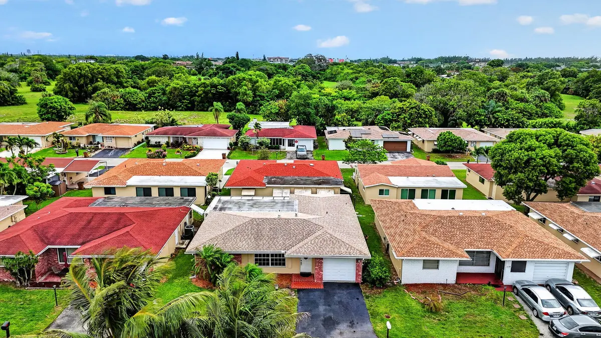 Aerial front view at 1140 NW 49th Street, Deerfield Beach