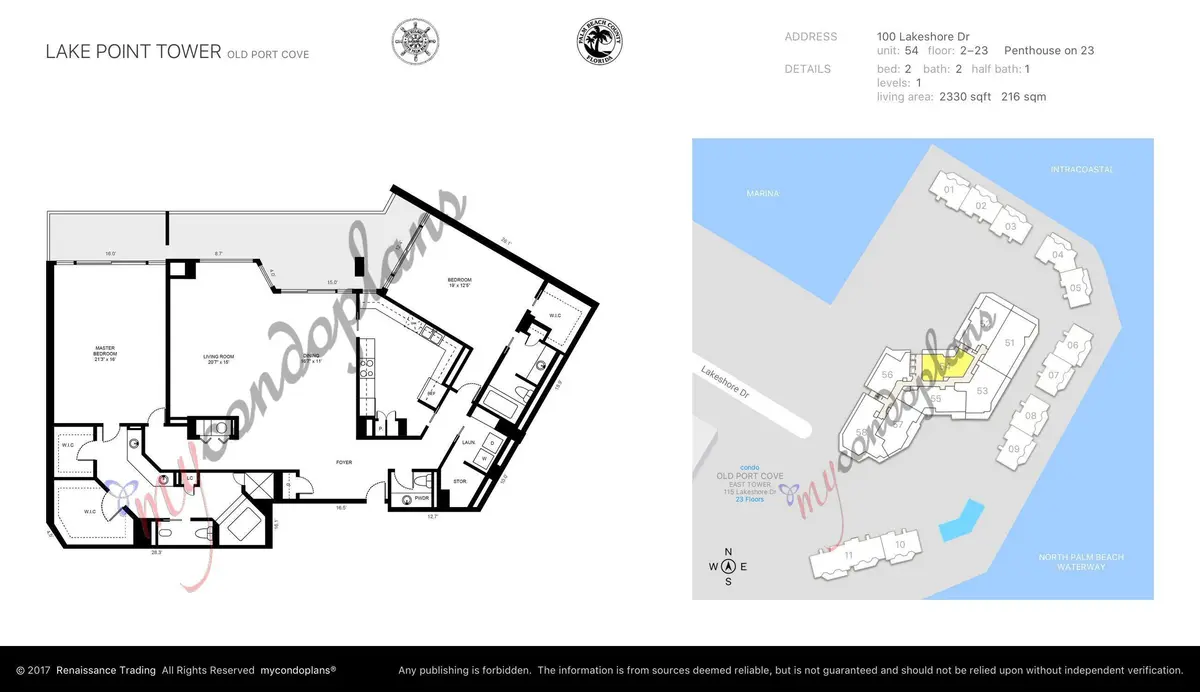 Condo 54 Floor Plan at 100 Lakeshore Drive 354, North Palm Beach