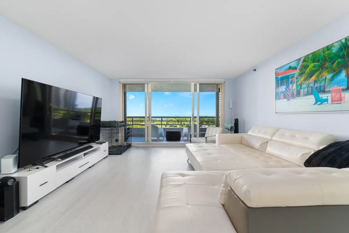 Living room at 4101 N Ocean Boulevard 505, Boca Raton