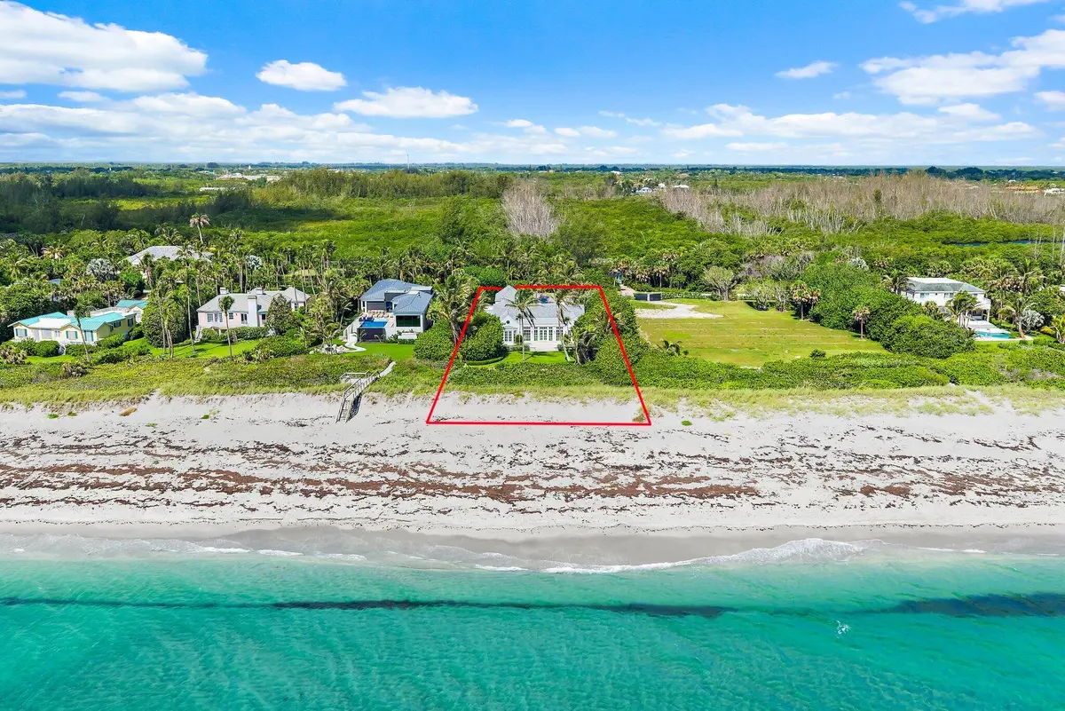 Aerial View from Ocean at 43 N Beach Road, Hobe Sound