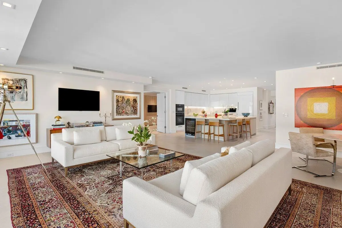 Living Room & Kitchen at 2000 S Ocean Boulevard 103, Palm Beach