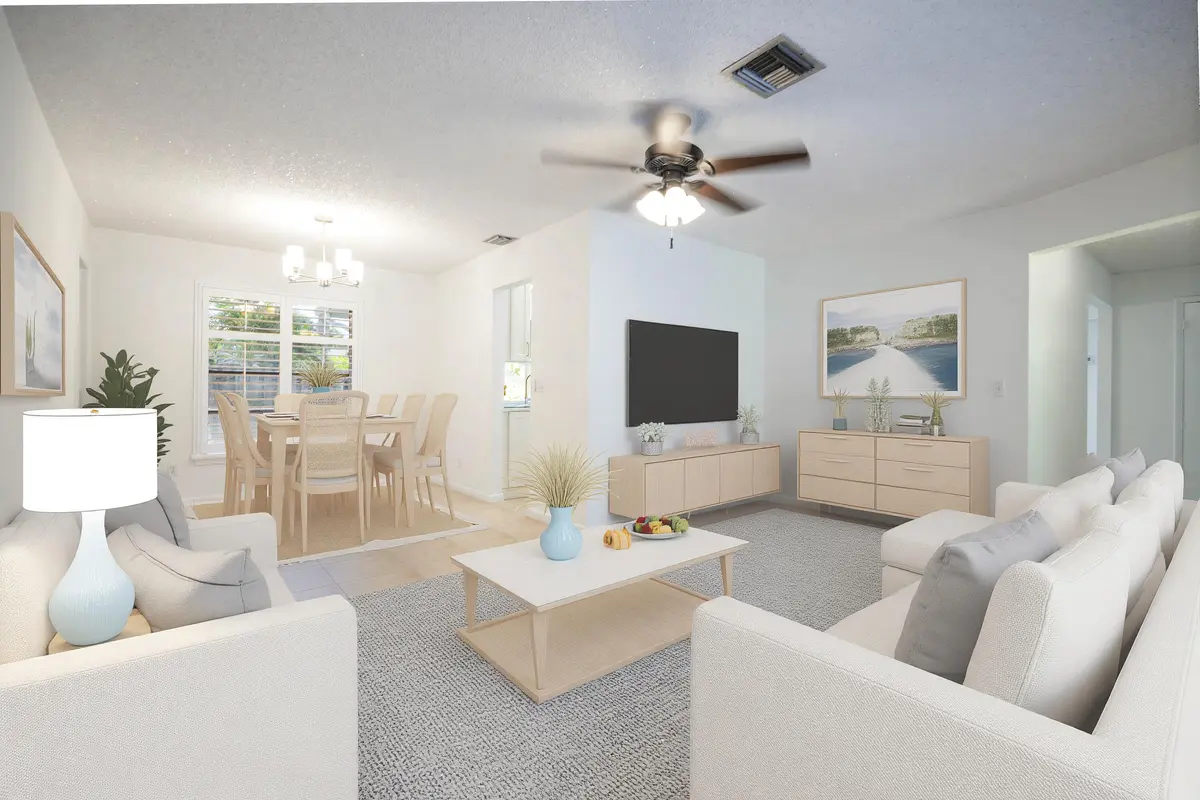 Living Room | Dining Room at 18020 Palm Point Drive, Jupiter