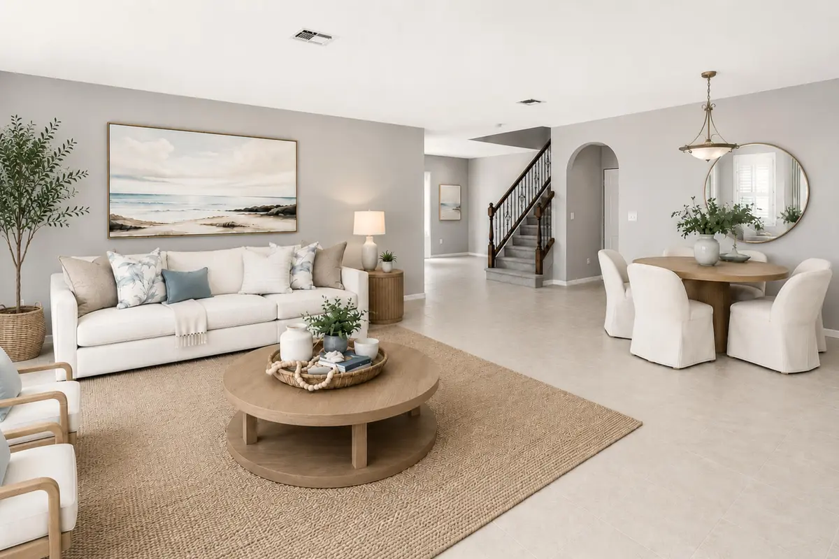 Virtually Staged Living Room at 9070 Dupont Place, Wellington