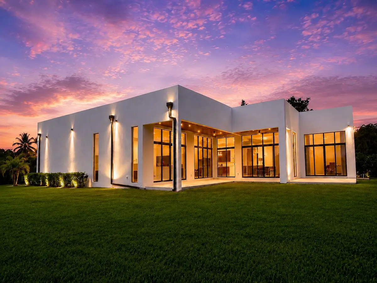 Twilight Rear view from Backyard at 11601 NW 27th Street, Plantation