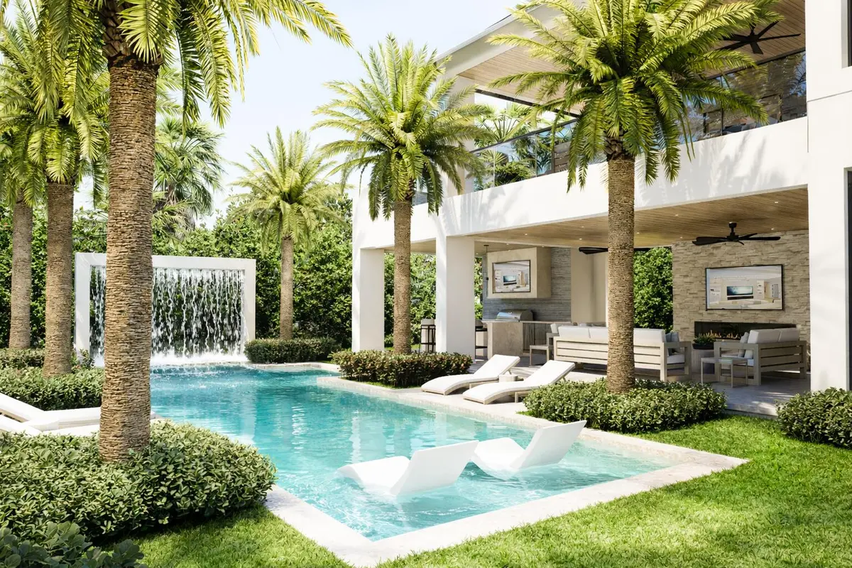 REAR POOL RENDERING at 3 Hudson Avenue, Ocean Ridge