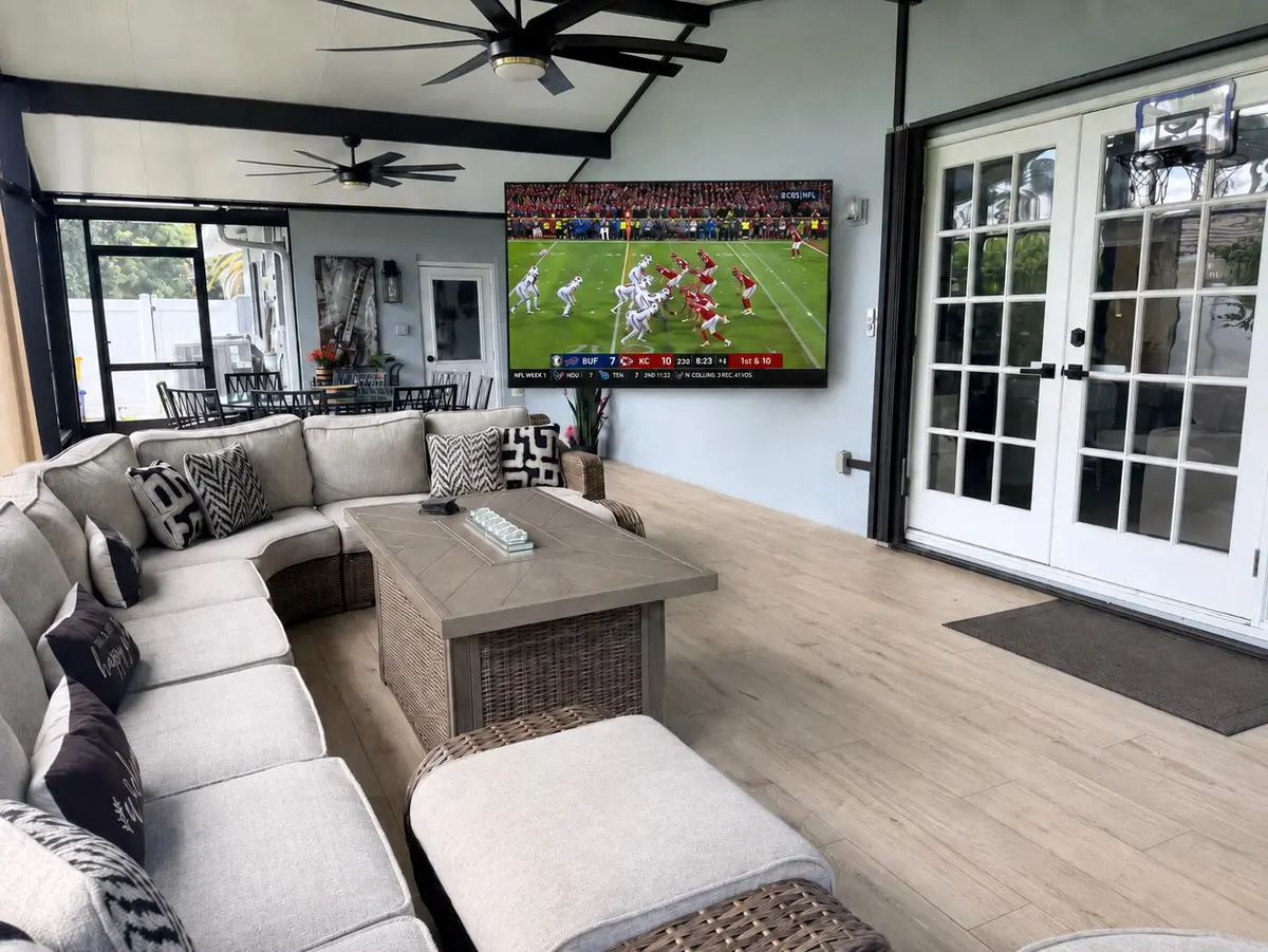Patio_85 inch tv at 3203 NE 6th, Boca Raton