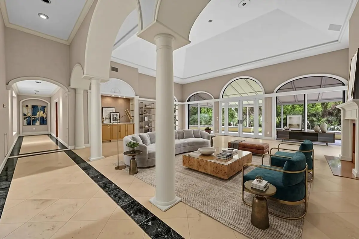 Virtually Staged Living Room at 7107 SE Golfhouse Drive, Hobe Sound