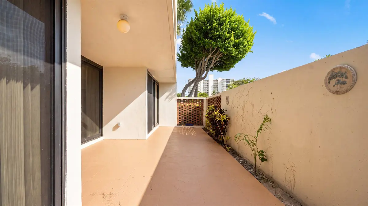 Patio facing east at 225 S Beach Road 102, Jupiter