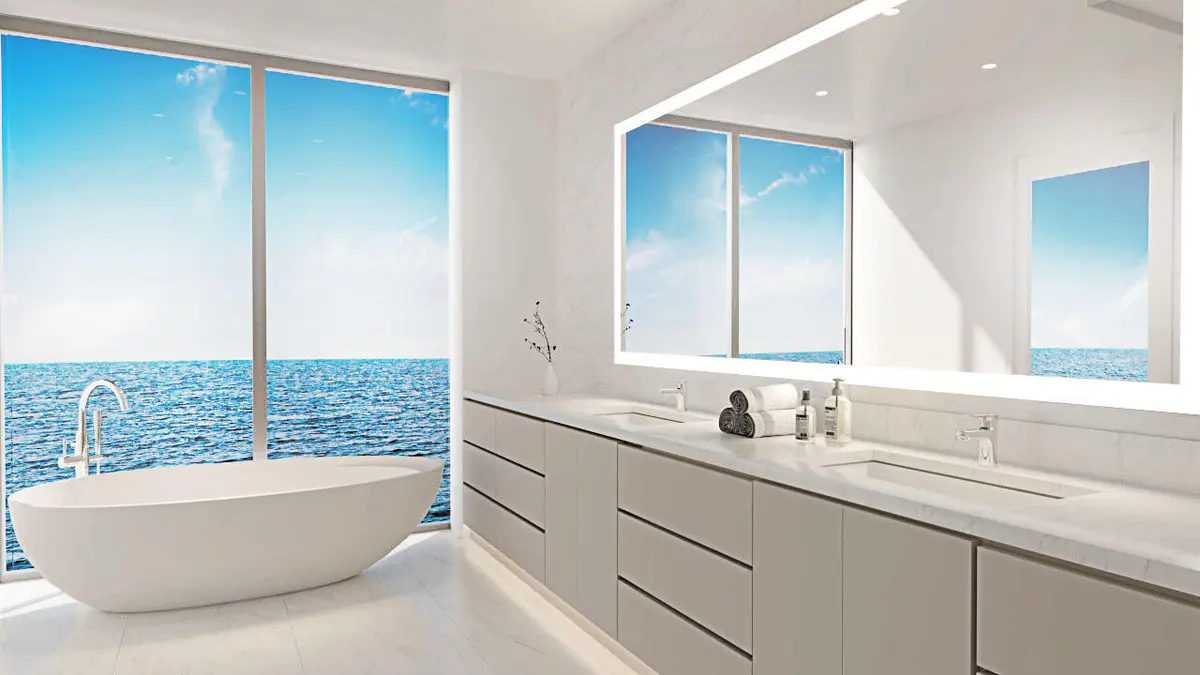 Primary Bathroom at 580 Briny Avenue 401, Pompano Beach
