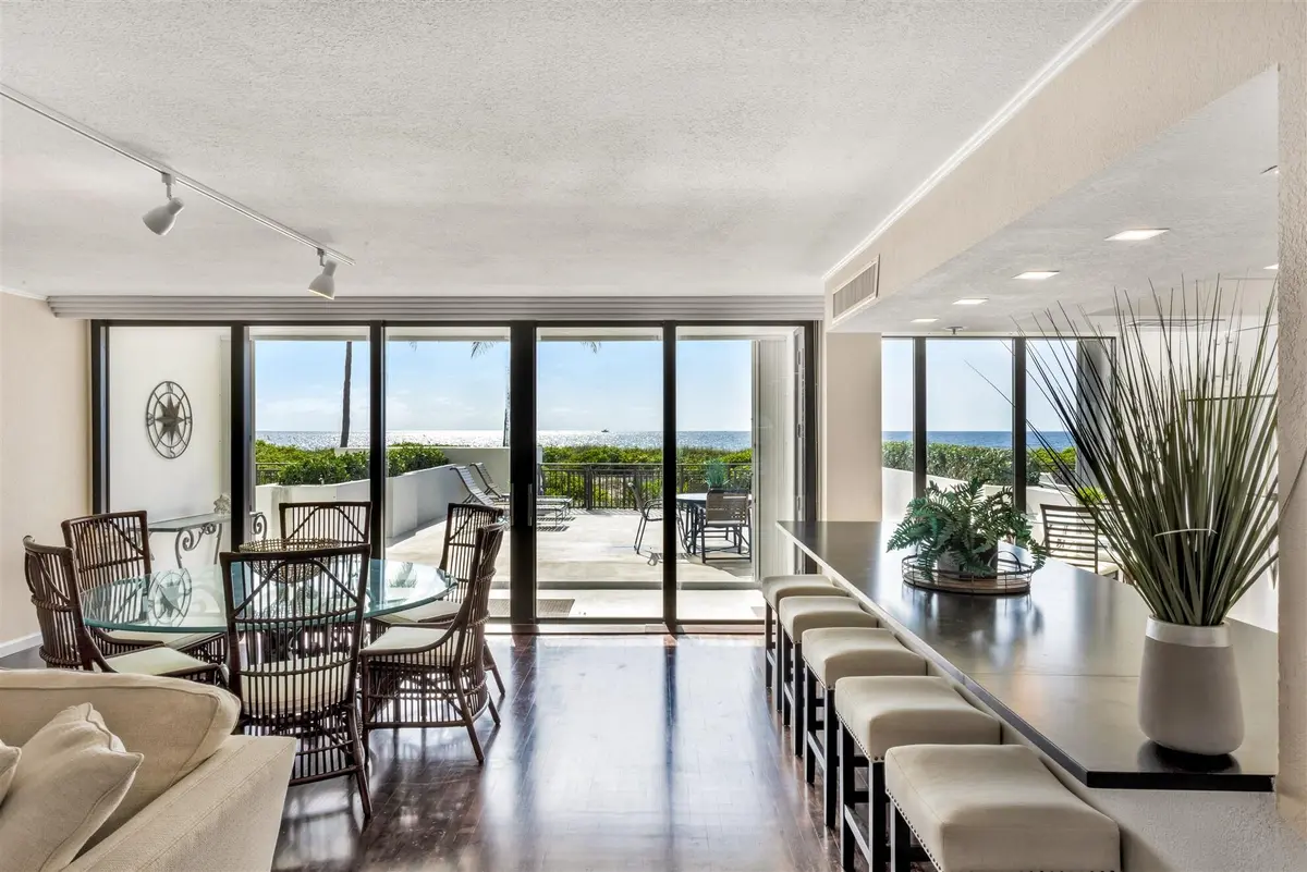 LIVING ROOM TO PATIO & OCEAN VIEW at 1800 S Ocean Boulevard Villa E, Boca Raton