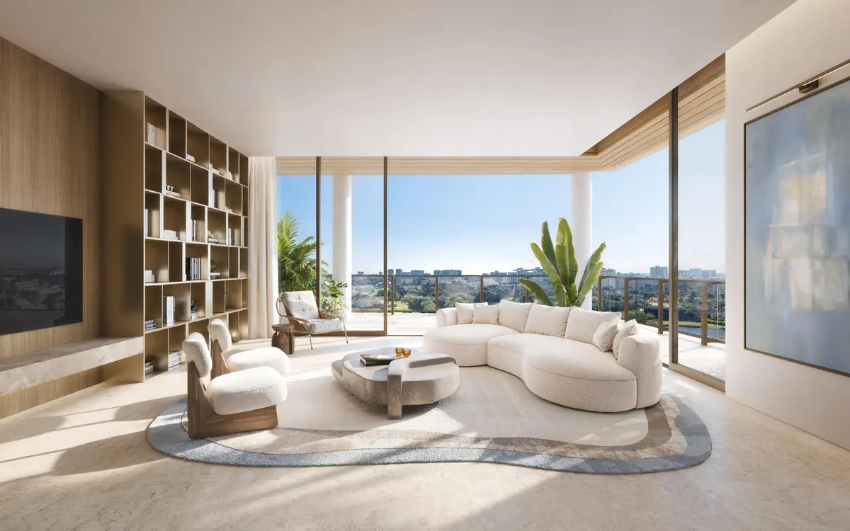 Living Room Rendering at 280 E Palmetto Park Road 93, Boca Raton