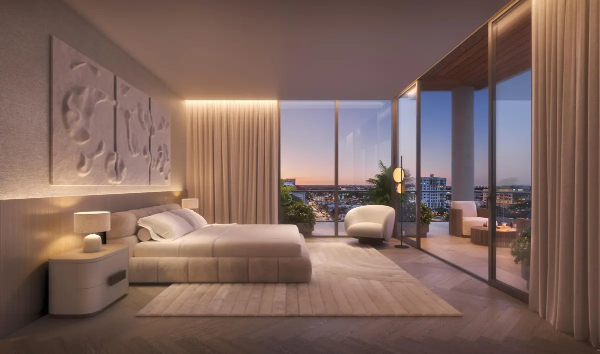 Primary Bedroom Rendering at 280 E Palmetto Park Road 93, Boca Raton