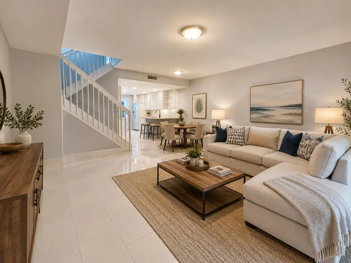 living room staged at 436 Capistrano Drive, Palm Beach Gardens