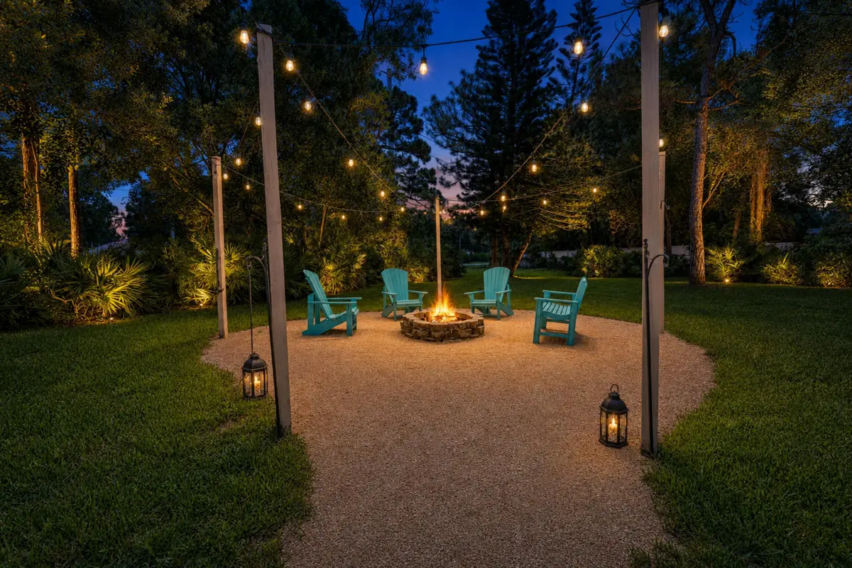 Fire Pit - Twilight at 19780 Castlewood Drive, Jupiter