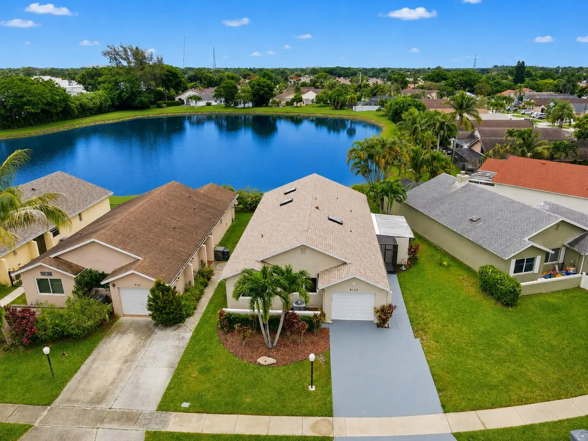 Aerial Front Elevation at 9123 PINE SPRINGS Drive, Boca Raton