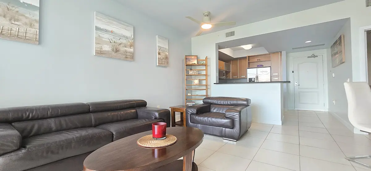 Living Room & Kitchen at 410 EVERNIA Street 706, West Palm Beach