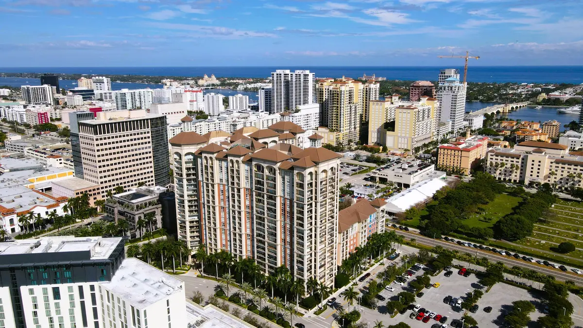 Aerial View of Building at 550 OKEECHOBEE Boulevard 1520, West Palm Beach