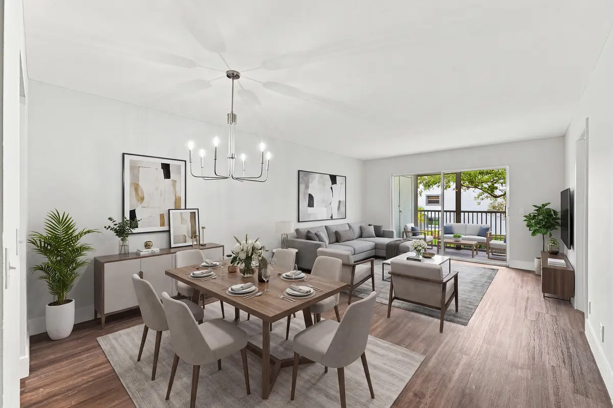 Dining & Living Room, Balcony (Staged) at 1400 SW 124th Terrace 202Q, Pembroke Pines