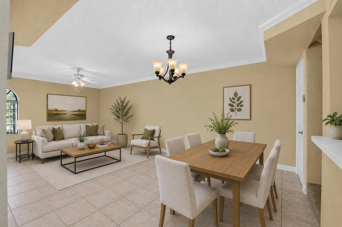 Virtually Staged Living Dining Area at 8230 Severn Drive A, Boca Raton