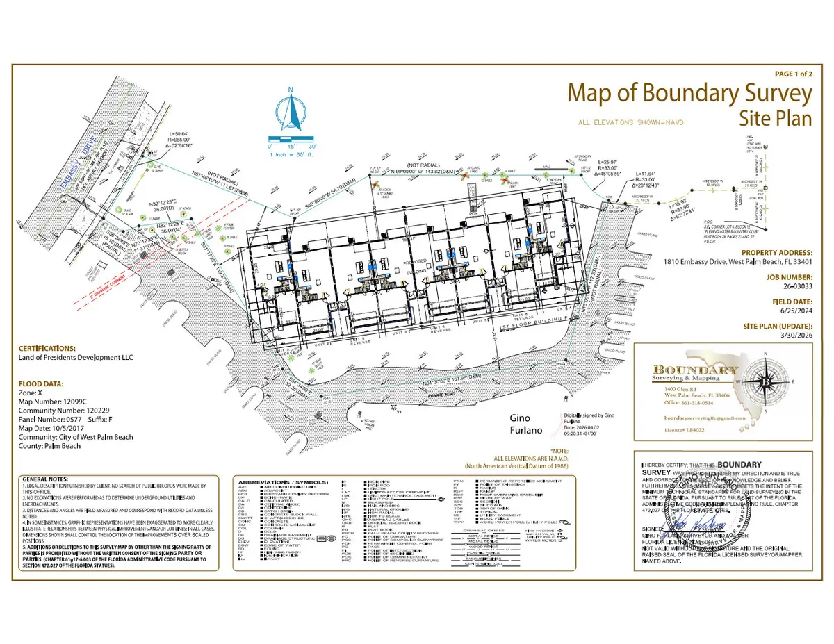 1810 Embassy Dr - Site Plan w Building at 1810 EMBASSY Drive, West Palm Beach