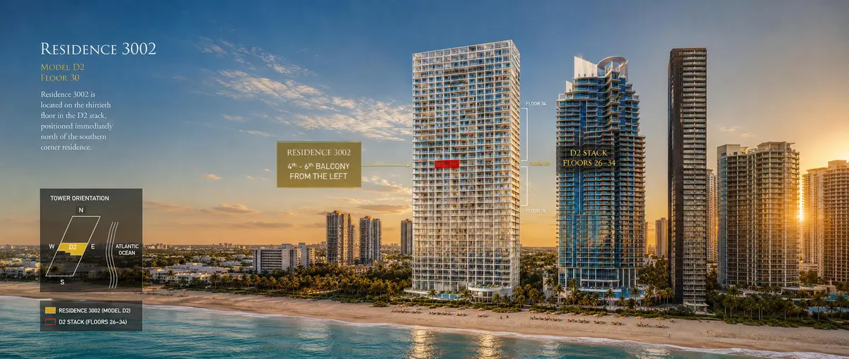 30th Jade Signature Sunset Coastal Tower at 16901 Collins Avenue 3002, Sunny Isles Beach