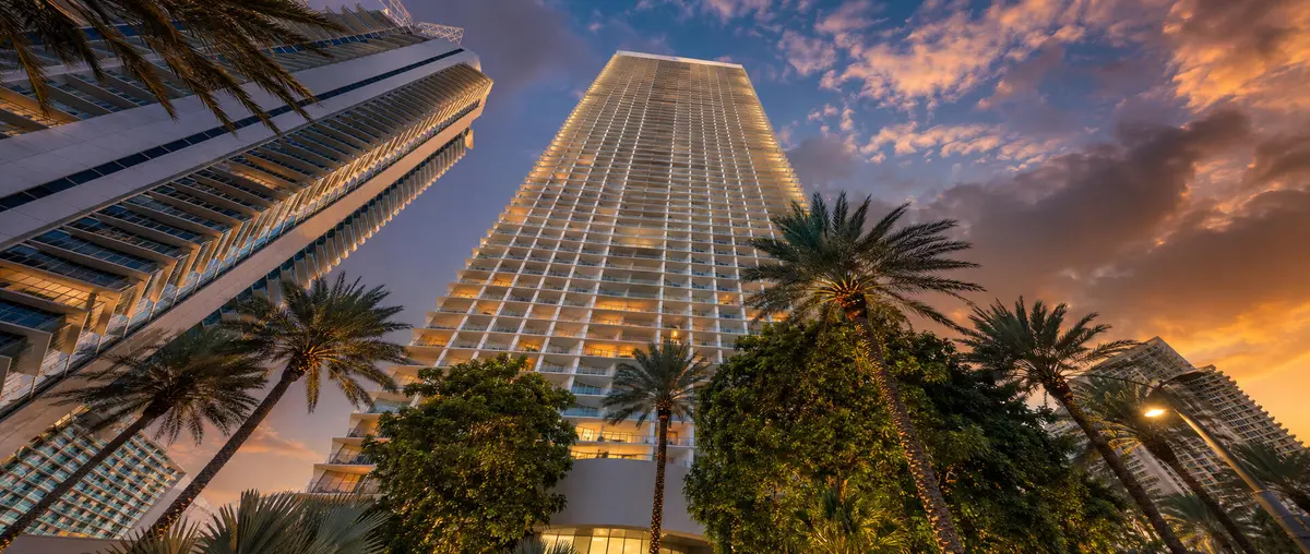 Jade Signature Among Palms Early Evening at 16901 Collins Avenue 3002, Sunny Isles Beach