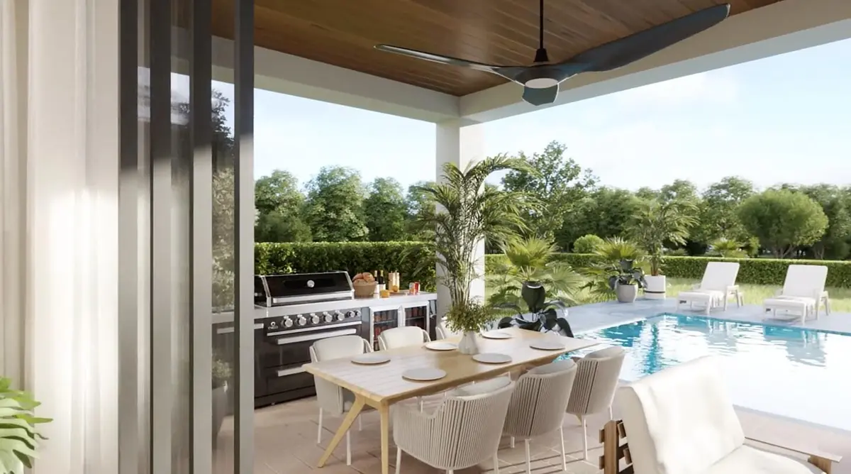 Pool and Outdoor Kitchen at 2199 Eagle Oaks Lane, West Palm Beach