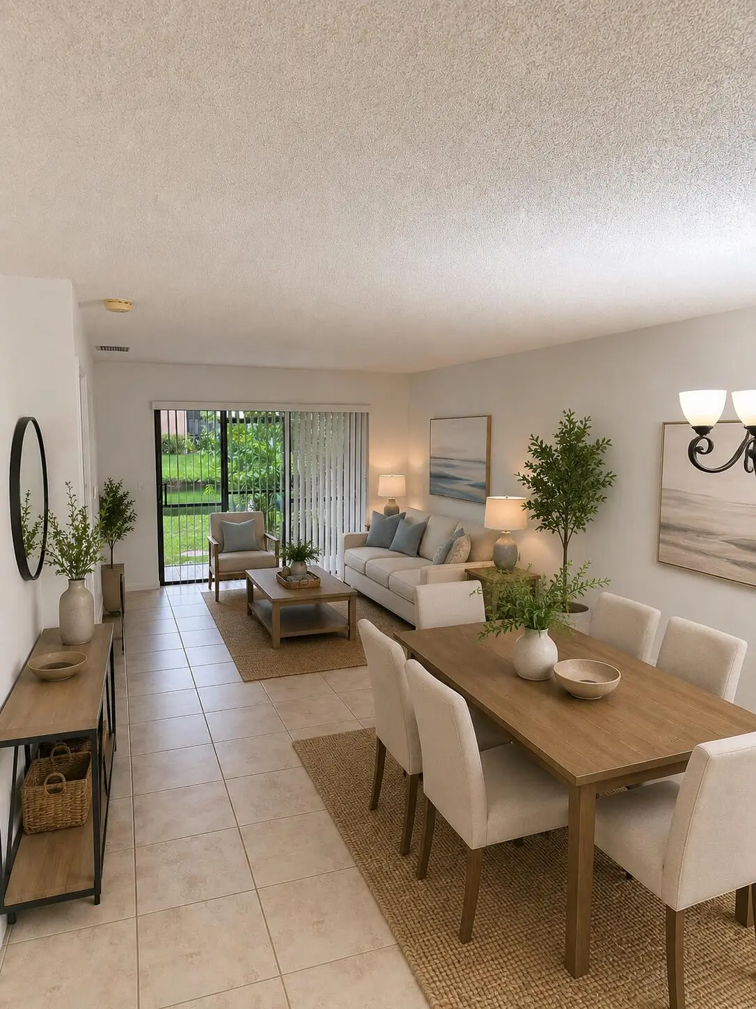 Living room Staged AI at 445 LAKEVIEW Drive 3, Weston