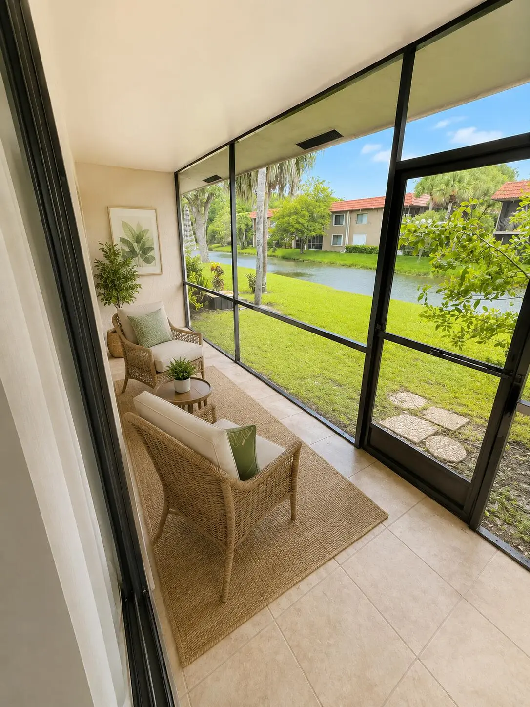Patio Staged AI at 445 LAKEVIEW Drive 3, Weston