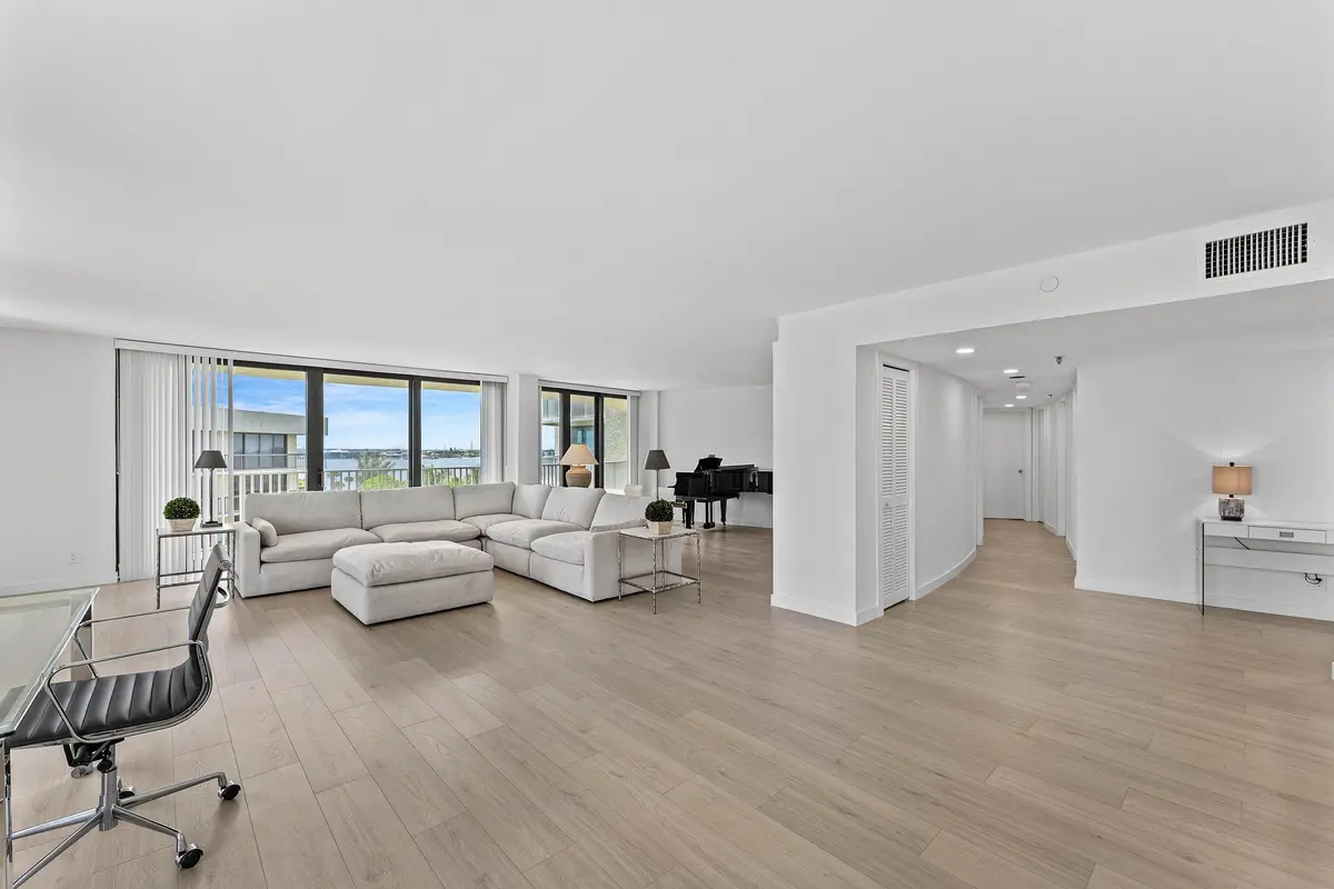 Great room (facing Intracoastal, west) at 3360 S Ocean Boulevard 5fii, Palm Beach