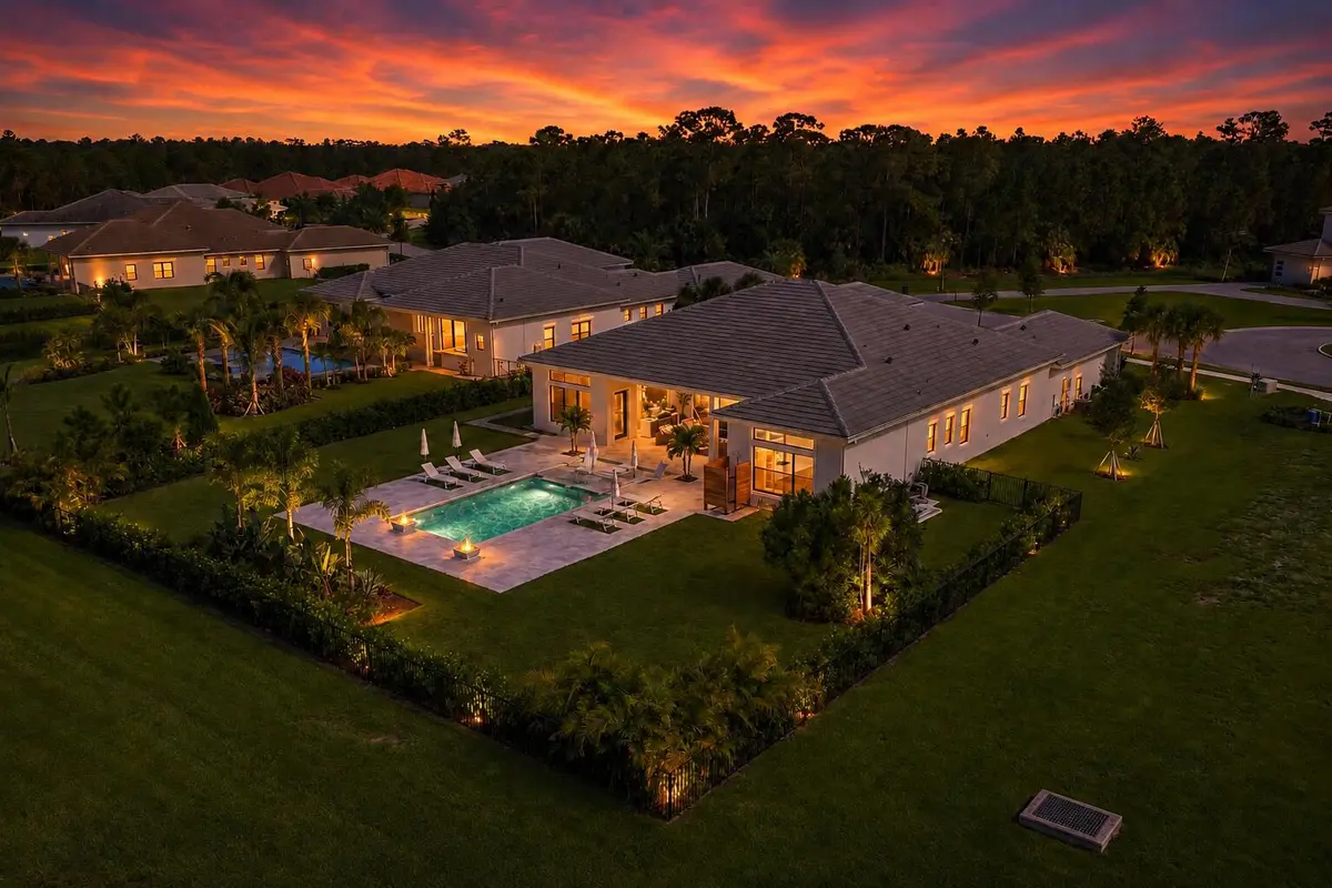 aerial twilights at 3480 SW Flowerdew Court, Palm City